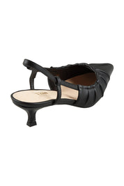 Product shot of the Lucius Kitten Heel in colour Black (Black), from the back