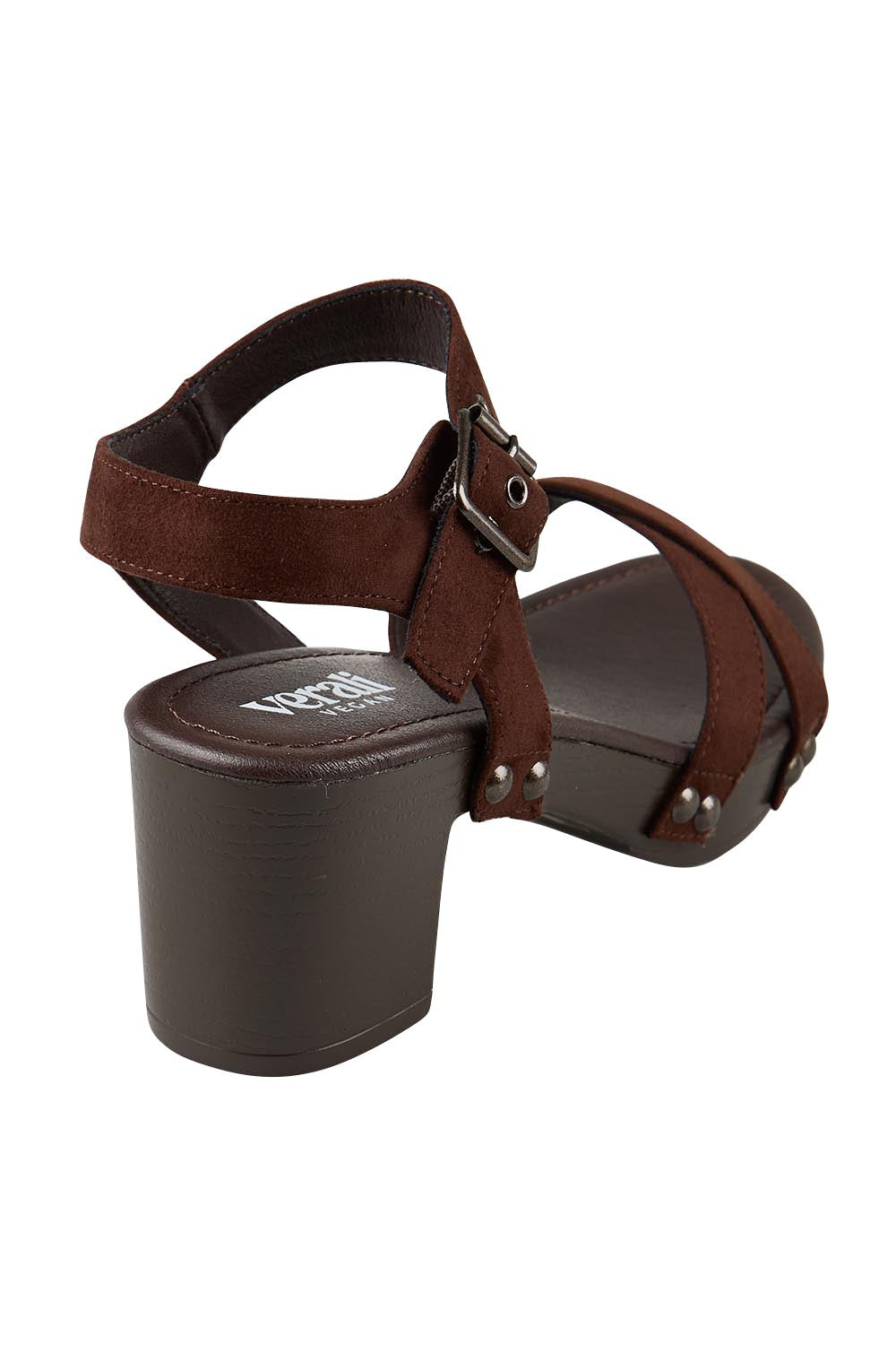 Product shot of the Lulu Clog Heel - Chocmicro in colour Chocmicro, from the back