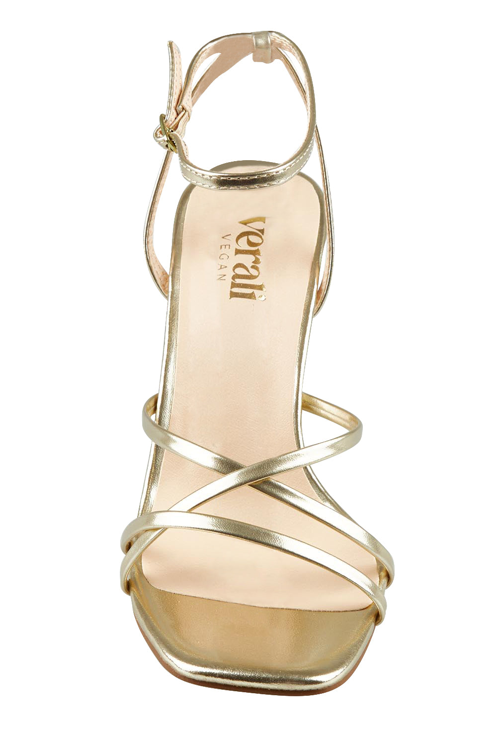 Product shot of the Penelope Heel in colour Champagne (Metallics), detail