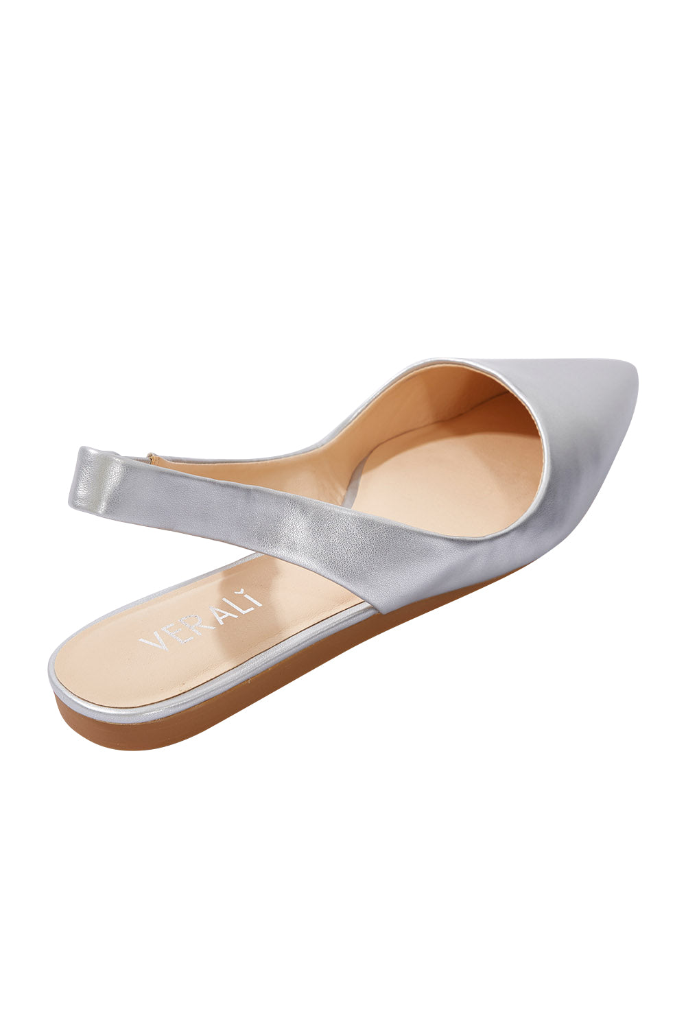 Product shot of the Pippa Flat in colour Silver (Metallics), from the back