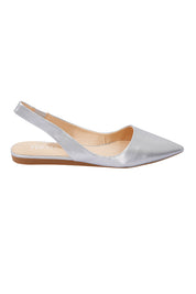 Product shot of the Pippa Flat in colour Silver (Metallics), from the front