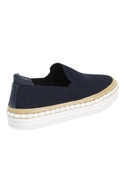Product shot of the Queen Stretch Flat in colour Navy (Blue), from the back