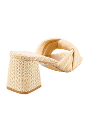 Product shot of the Stella Block Heel Mule - Naturalraffia in colour Naturalraffia, from the back