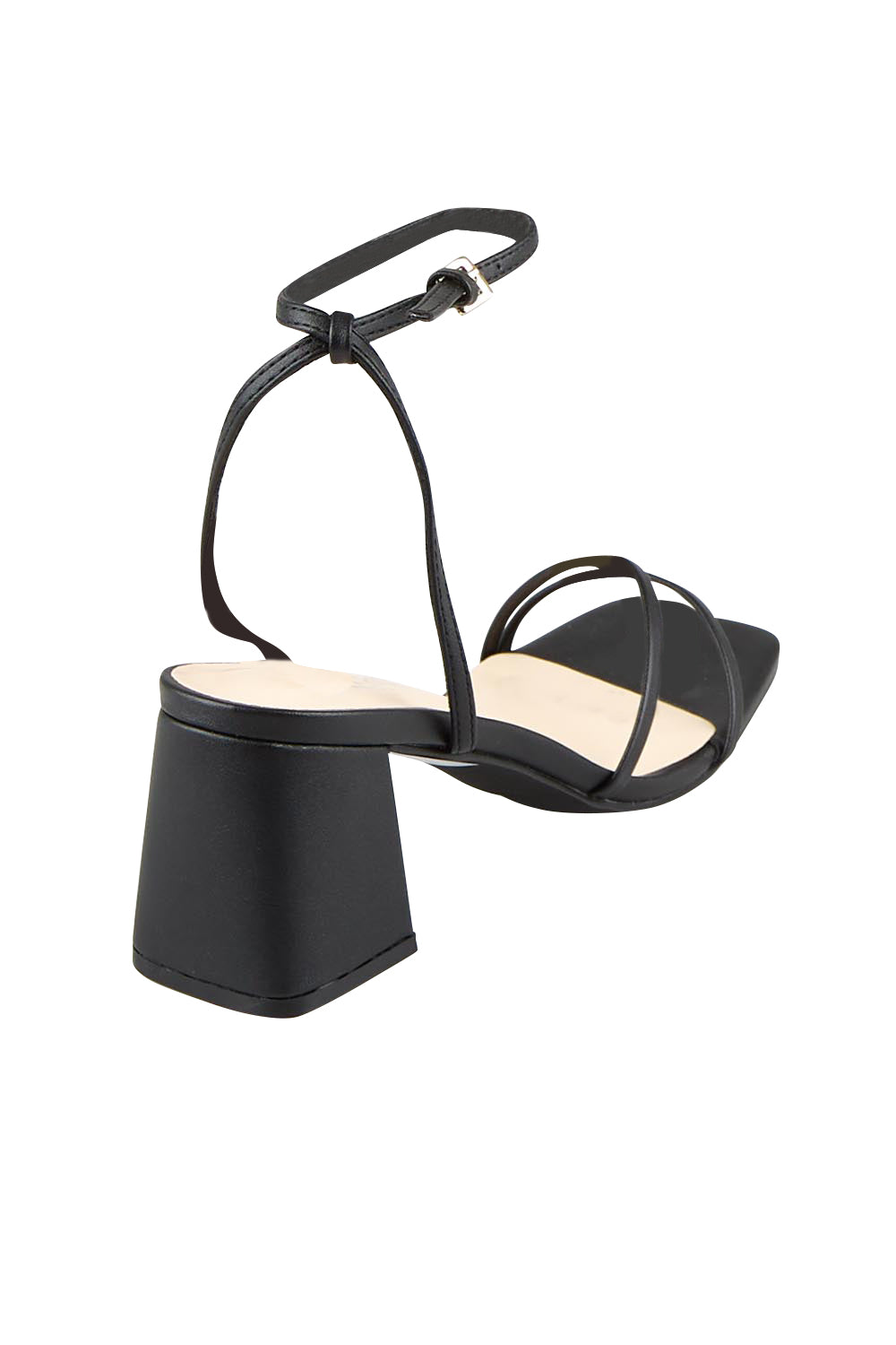 Product shot of the Stevie Heel - Black in colour Black, from the back
