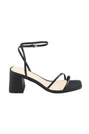 Product shot of the Stevie Heel - Black in colour Black, from the front