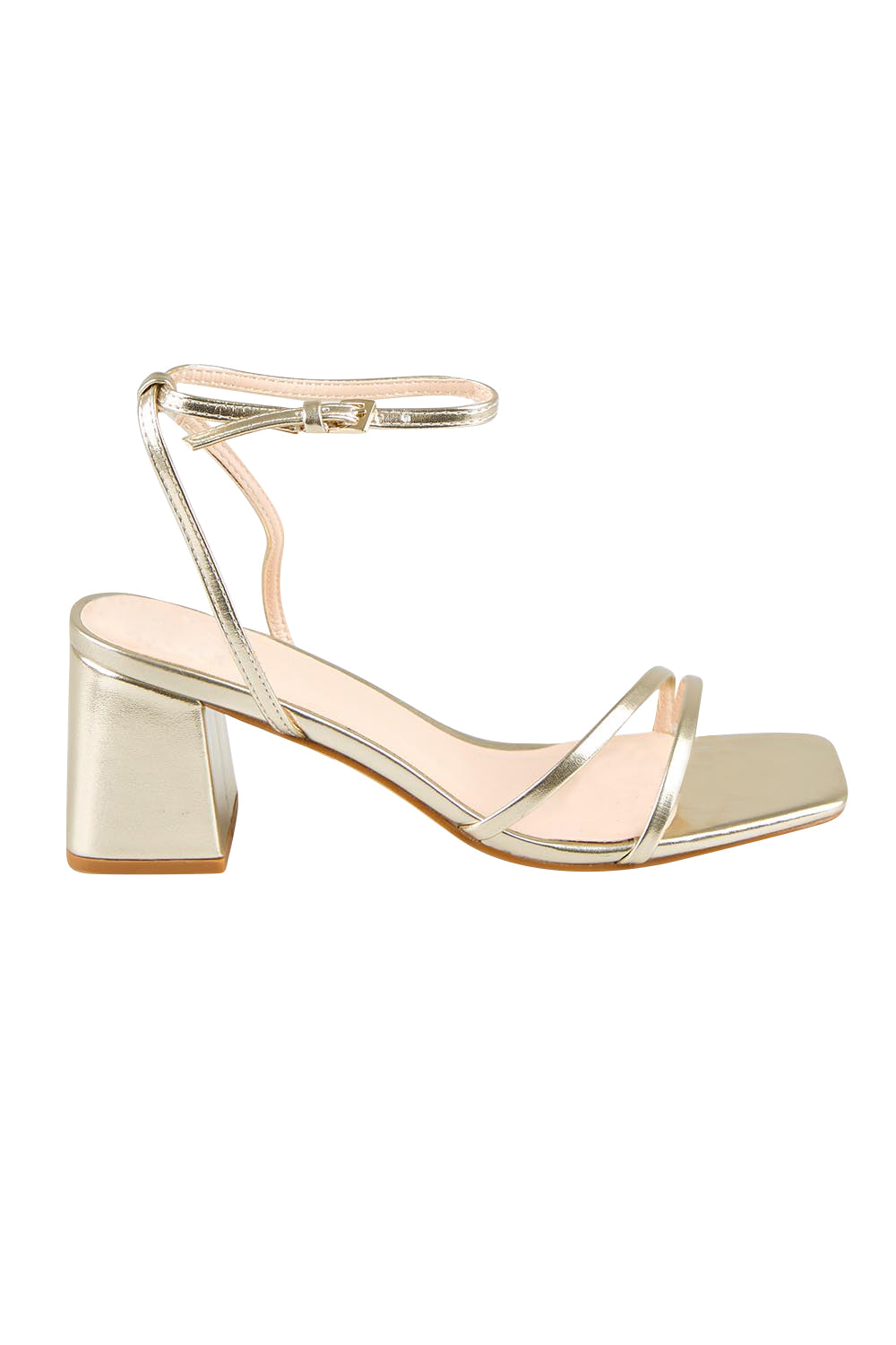 Product shot of the Stevie Heel - Champagnegold in colour Champagnegold, from the front