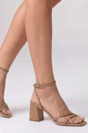 Product shot of the Stevie Heel - Darkcameltan in colour Darkcameltan, from the front