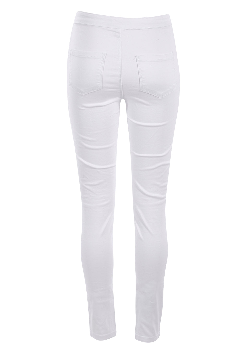 Product shot of the Lucy Ripped Knee High Rise Jean in colour White (White), from the back
