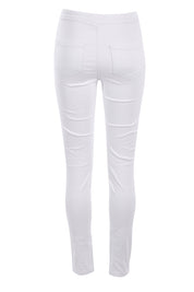 Product shot of the Lucy Ripped Knee High Rise Jean in colour White (White), from the back