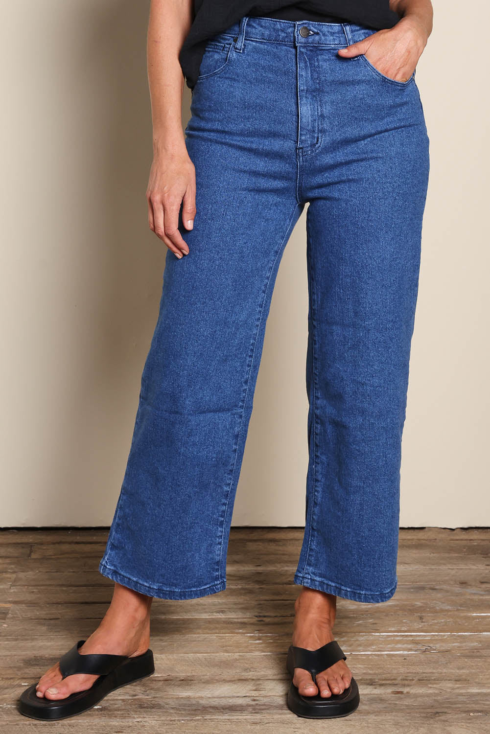 Genevieve High Rise Wide Leg Jean - Denim