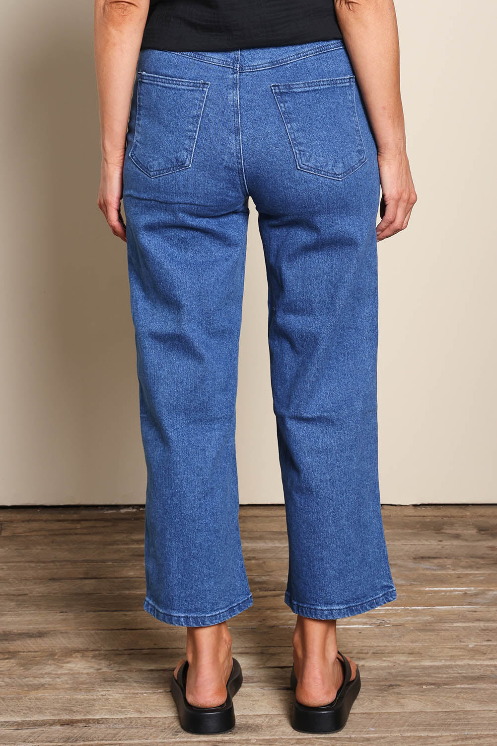 Genevieve High Rise Wide Leg Jean - Denim