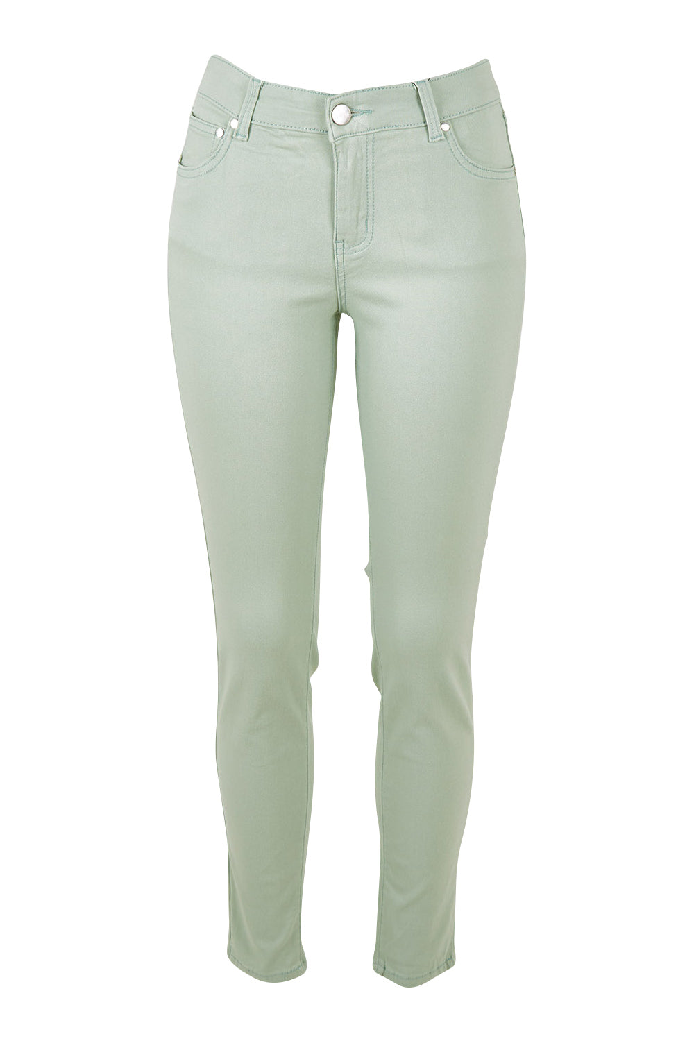 Product shot of the Raven Skinny in colour Green (Green), from the front