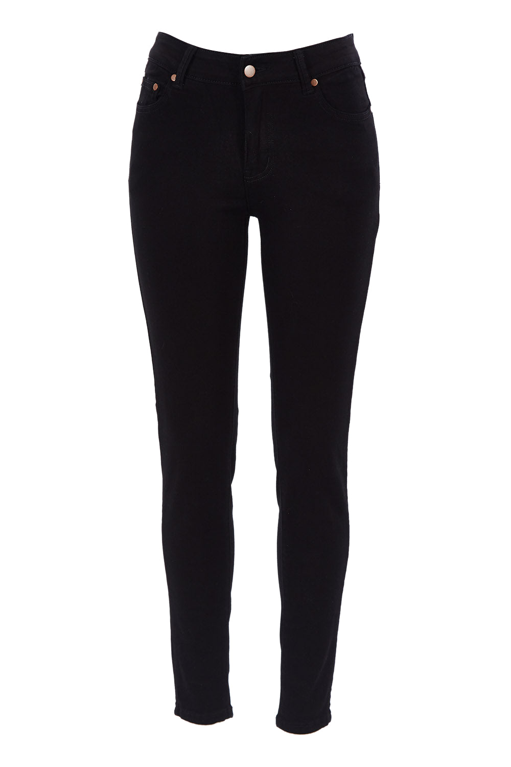 Product shot of the Belle High Waist Jean in colour Black (Black), from the front
