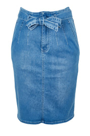 Product shot of the Alexis Highin colourWaisted Skirt - Lightblue (Blue), from the front
