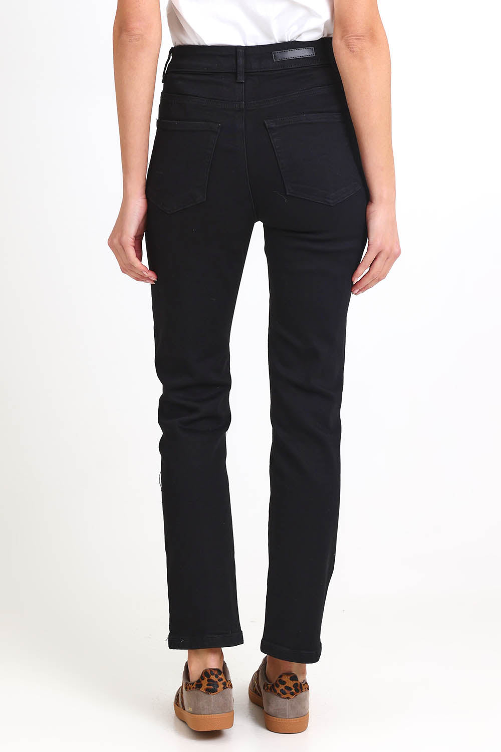 Ava High-Waisted Straight Leg Jean - Black