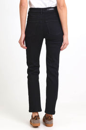 Ava High-Waisted Straight Leg Jean - Black