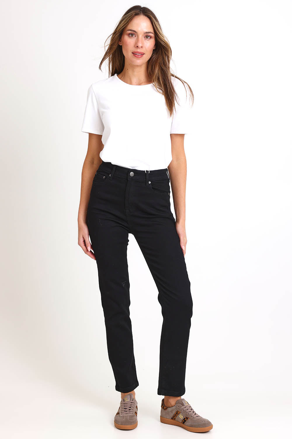 Ava High-Waisted Straight Leg Jean - Black