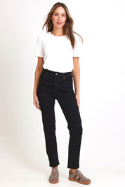 Ava High-Waisted Straight Leg Jean - Black