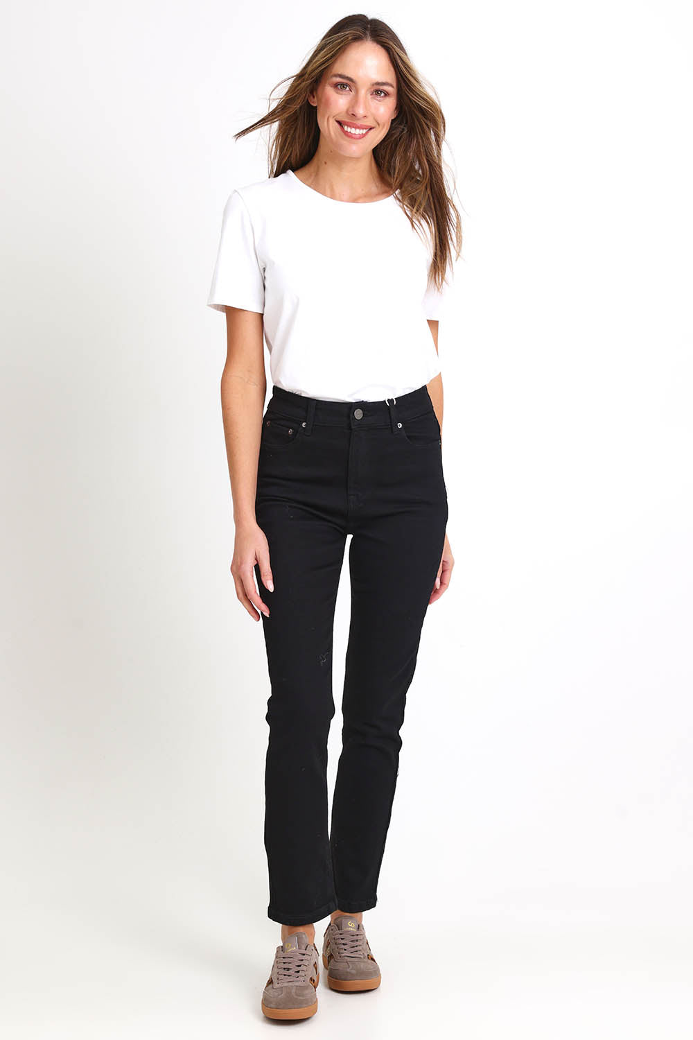 Ava High-Waisted Straight Leg Jean - Black