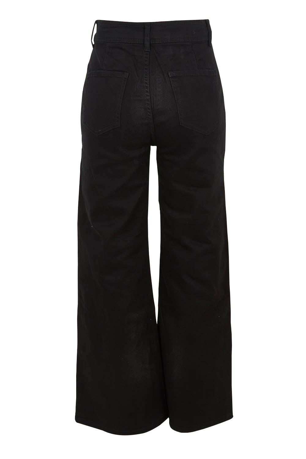 Product shot of the Candice Wide Leg Jean in colour Black (Blue), from the back