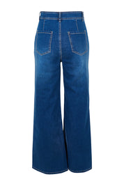 Product shot of the Candice Wide Leg Jean in colour Darkblue (Blue), from the back
