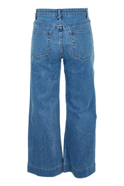 Product shot of the Charlotte High Waisted Front Pocket Wide Leg Jean in colour Middenim (Blue), from the back