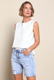 Cindy High-Waisted Distressed Shorts - Lightdenim