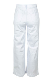 Product shot of the Hayley Highin colourWaisted Wide Leg Jean - White (White), from the back