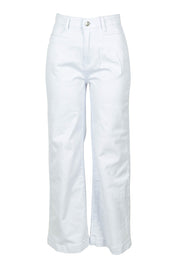 Product shot of the Hayley Highin colourWaisted Wide Leg Jean - White (White), from the front
