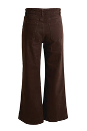 Product shot of the Katie High-waisted Front Pocket Wide Leg Jean - Chocolate in colour Chocolate, from the back