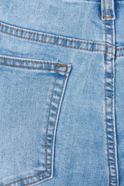 Product shot of the Katie Highin colourWaisted Front Pocket Wide Leg Jean - Fadedenim (Blue), detail