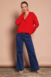 Katie High-Waisted Front Pocket Wide Leg Jean - Indigoden