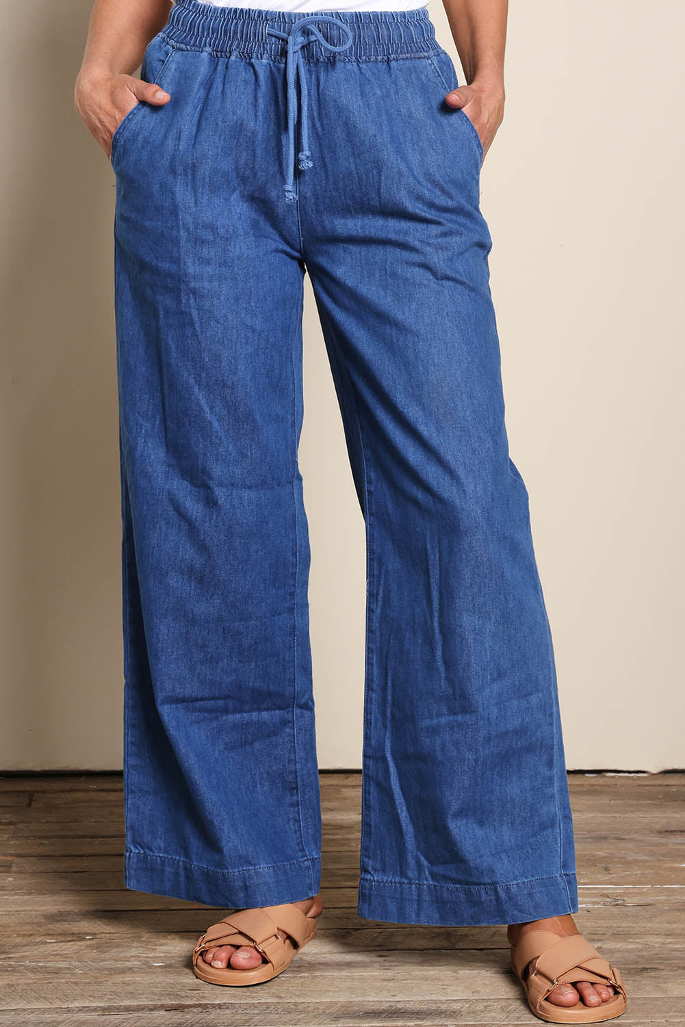 Maya Wide Leg Drawstring Jean - Middenim