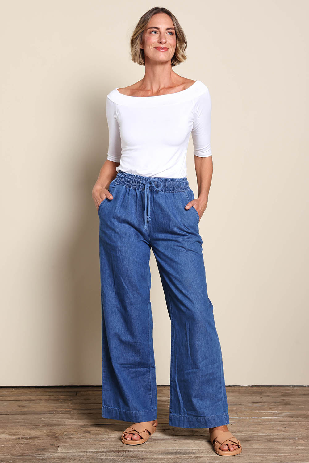 Maya Wide Leg Drawstring Jean - Middenim