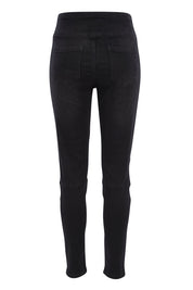 Product shot of the River Ribbed Pull On Jean in colour Black (Black), from the back