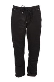Product shot of the Robin Drawstring Pull On Pant in colour Black (Black), from the front