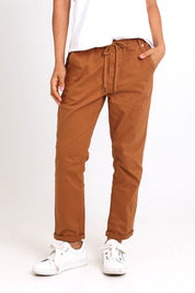 Robin Drawstring Pull On Pant - Chocolate