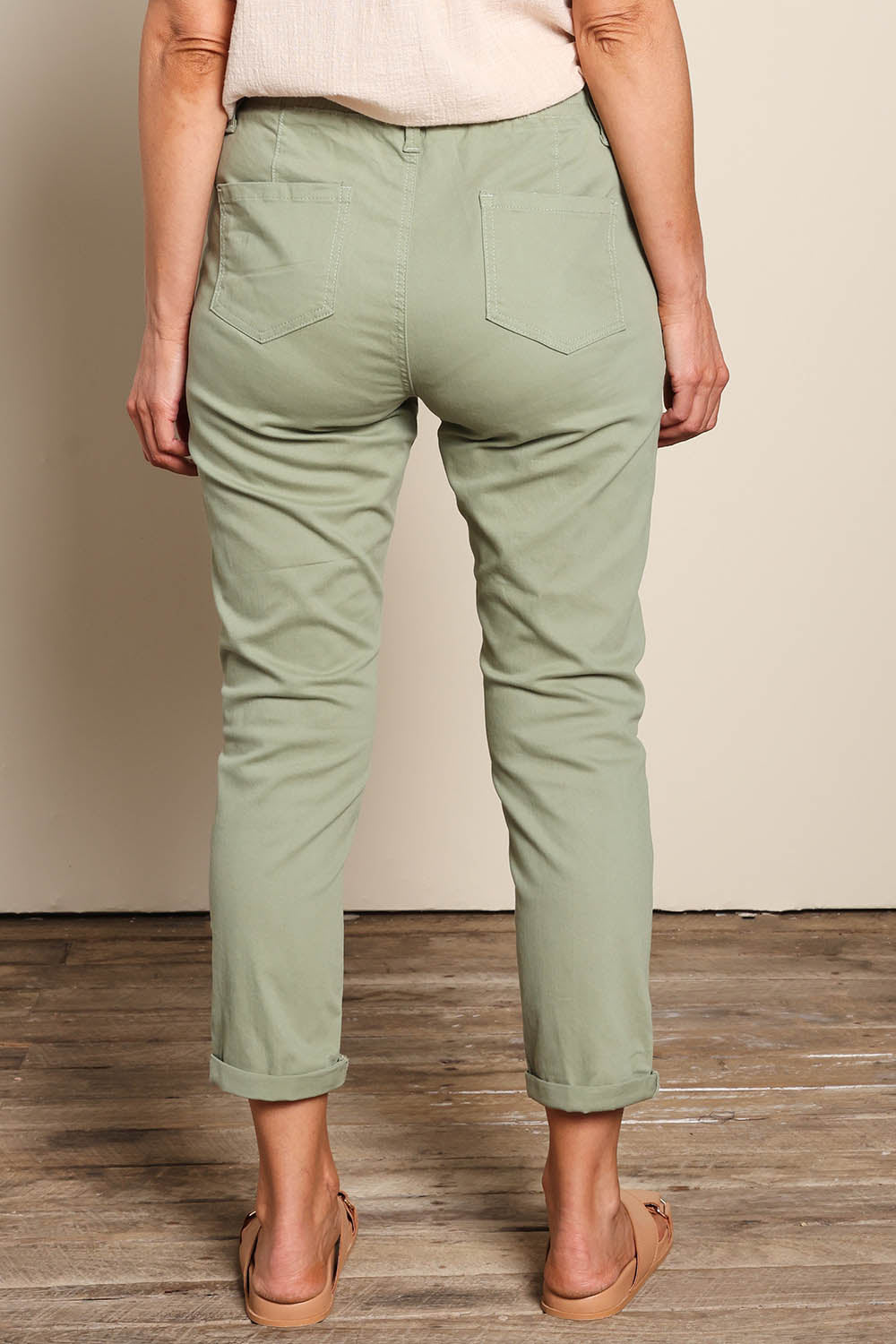 Robin Drawstring Pull On Pant - Khaki