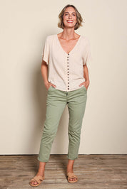 Robin Drawstring Pull On Pant - Khaki