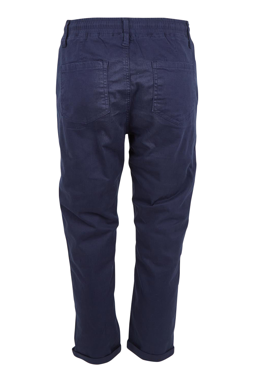 Product shot of the Robin Drawstring Pull On Pant in colour Navy (Blue), from the back