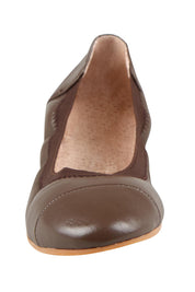 Product shot of the Ava Leather Flat - Chocolate in colour Chocolate, showing detail