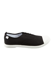 Product shot of the Euro Elastic Plimsole in colour Black (Black), from the front