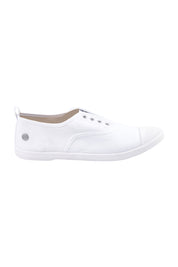 Product shot of the Euro Elastic Plimsole in colour White (White), from the front