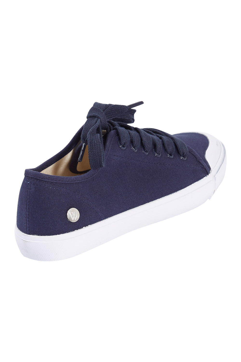 Product shot of the Empire Canvas Sneaker in colour Navy (Blue), from the back