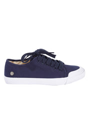 Product shot of the Empire Canvas Sneaker in colour Navy (Blue), from the front