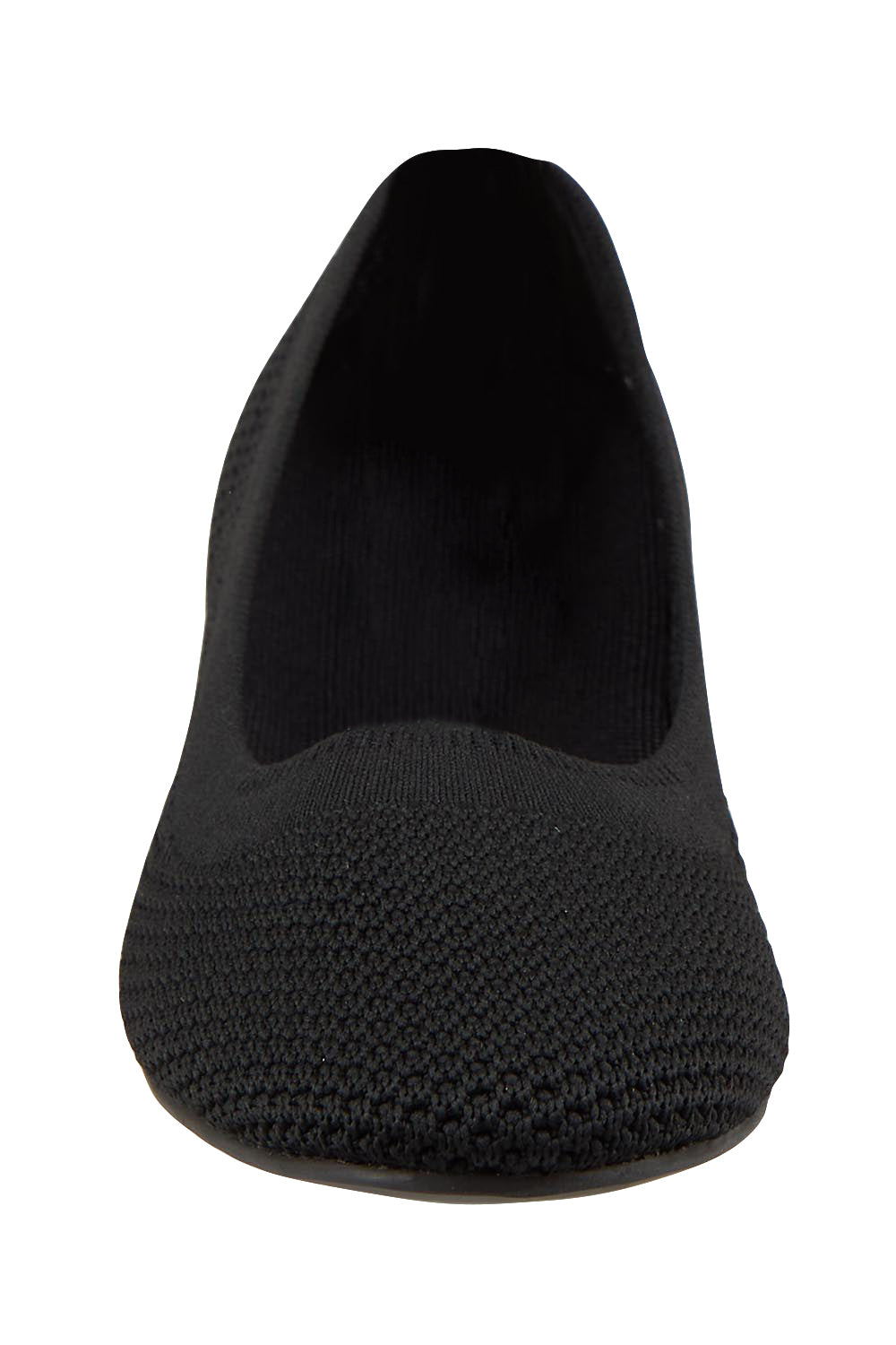 Product shot of the Eva Knit Ballet Flat - Black in colour Black, showing detail