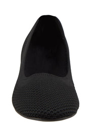 Product shot of the Eva Knit Ballet Flat - Black in colour Black, showing detail