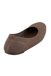 Product shot of the Eva Knit Ballet Flat - Chocolate in colour Chocolate, from the back