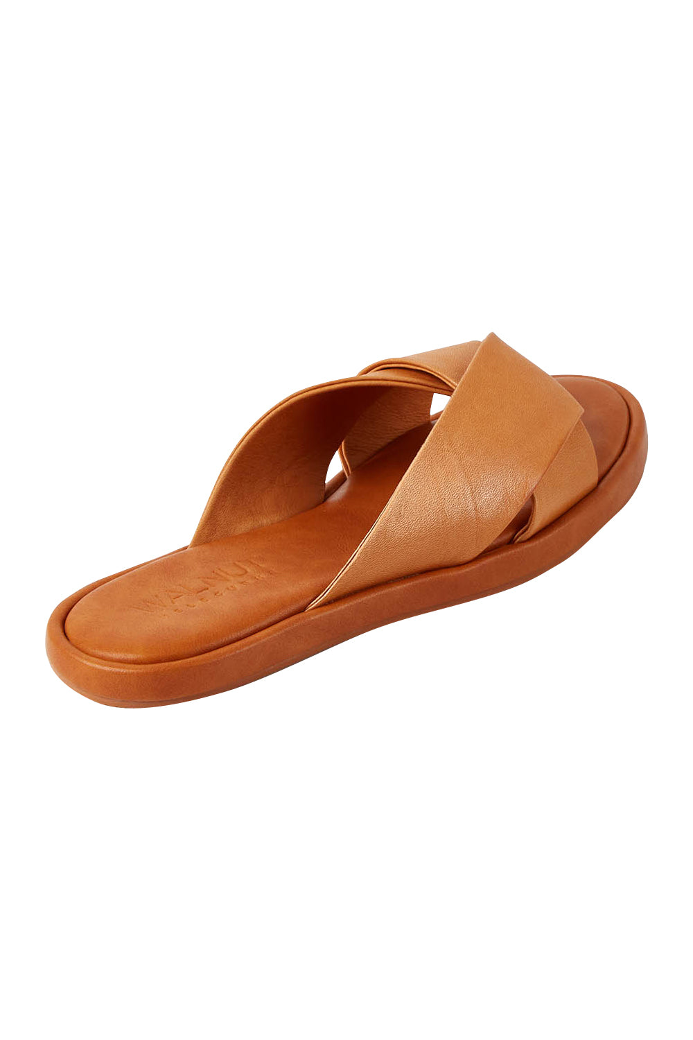 Product shot of the Lauren Leather Slide in colour Coconuttan, from the back