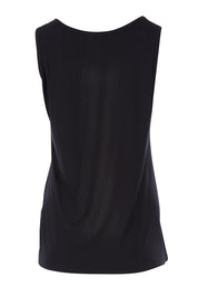 Product shot of the Drape Bamboo Cami in colour Black (Black), from the back